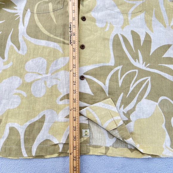 Tommy Bahama  100% Linen‎ Camp Shirt Tropical Print Button Up Short Sleeve Large - Picture 8 of 10